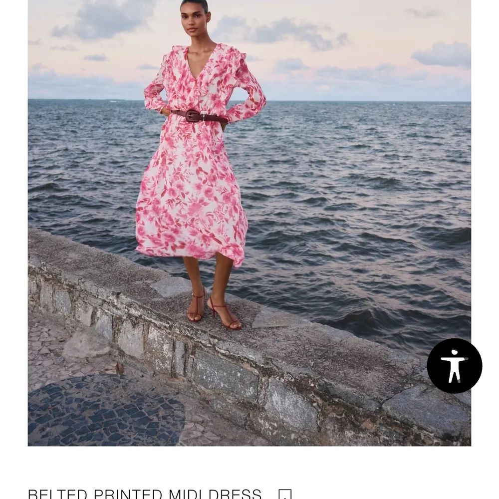 Zara Pink Floral Midi Dress - Picture 2 of 12